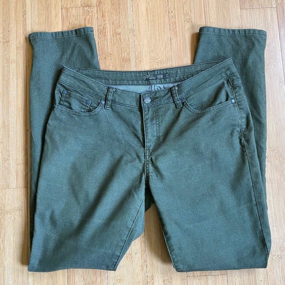 Prana Wmns 10 Kara Jeans Olive Green Stretch Woven Denim Organic Stretch Lo Rise - Picture 1 of 13